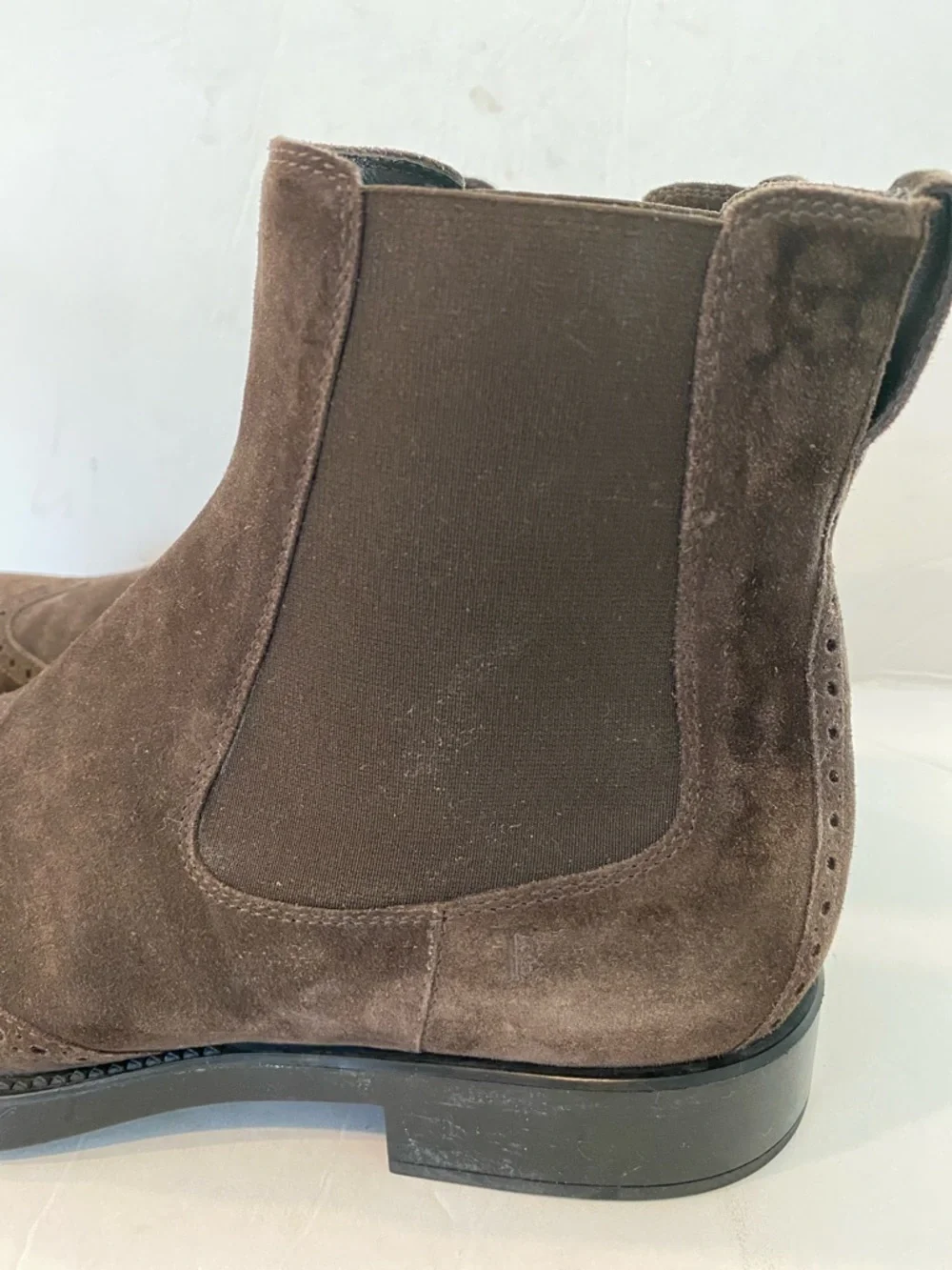 Tod’s Men's Dark Brown Suede Wingtip Chelsea Boots